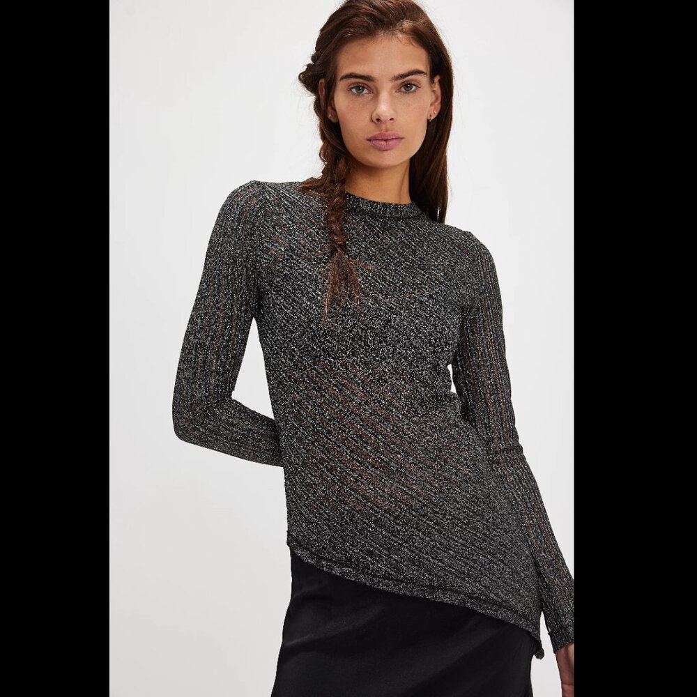 NWT Free People Another Round Metallic Long Sleeve